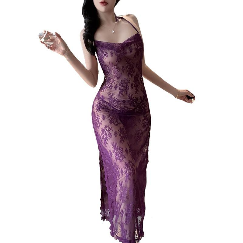 Sexy Lingerie Sexy Perspective Lace Pure Desire High Split Dress Royal Sister Flirting Lingerie