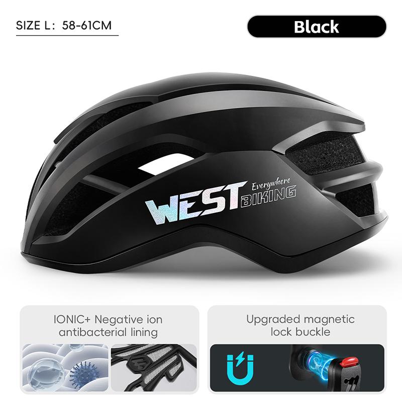 West Biking Pro Bike Helmet Integrated Molding Aerodynamic Racing Cycling Helmet Magnetic Lock Buckle Men Women Bicycle Helmet