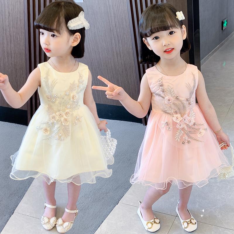 Girls' summer 2026 new mesh dress, stylish princess dress, birthday dress, baby performance dress