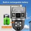 4G SIM Card Solar IP Camera 6K 12MP Three Screens 10X Zoom Outdoor CCTV Auto Tracking Build In Battery Waterproof Security Protection Cam