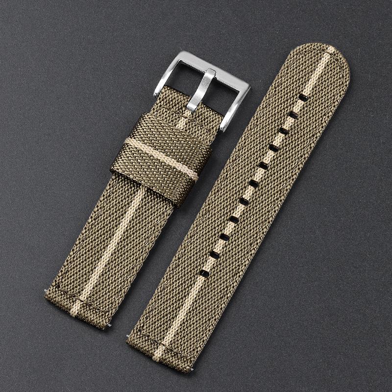 Nylon Canvas Watch Band 20mm 22mm Ribbed Strap for Seiko for Citizen Military Sports Woven Fabric Replacement Wristband Bracelet