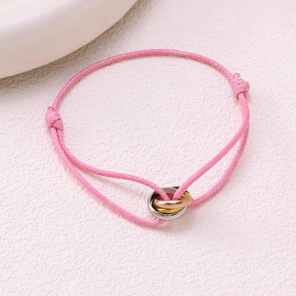 Minimalistisches Verstellbares Drei-Ring-Webarmband - Trendiger Hochwertiger Paarschmuck
