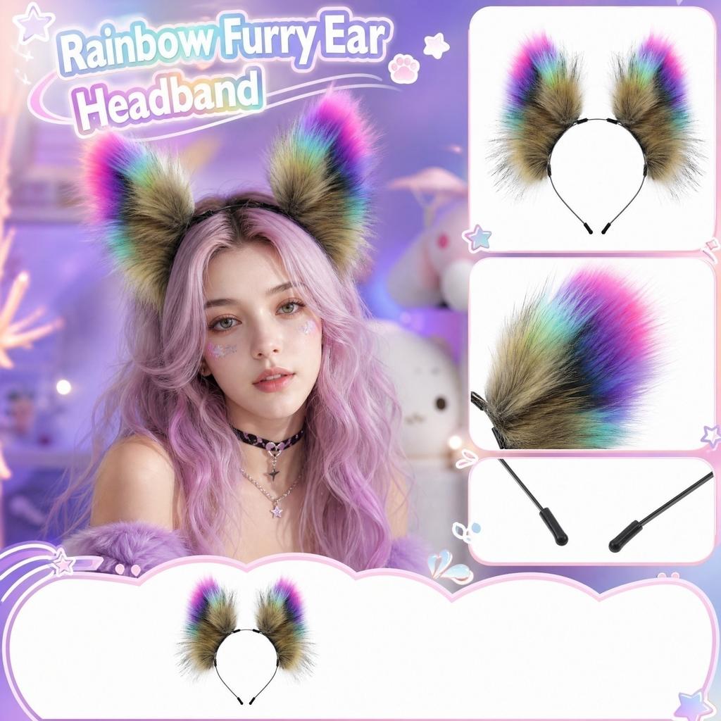 Plush Ear Headband with Ears for Women Girls Cosplay Accessory