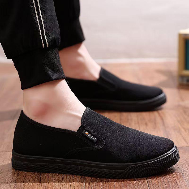 

Тканевая обувь весна и лето мужская дышащая на мягкой подошве для среднего и пожилого возраста с круглым носком повседневная обувь на плоской подошве рабочая обувь на один педаль 44