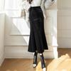 Autumn Winter Corduroy Women Clothing Elegant Mermaid Skirt High Waist Bag Hip Solid Color Aesthetic England All Match Skirt