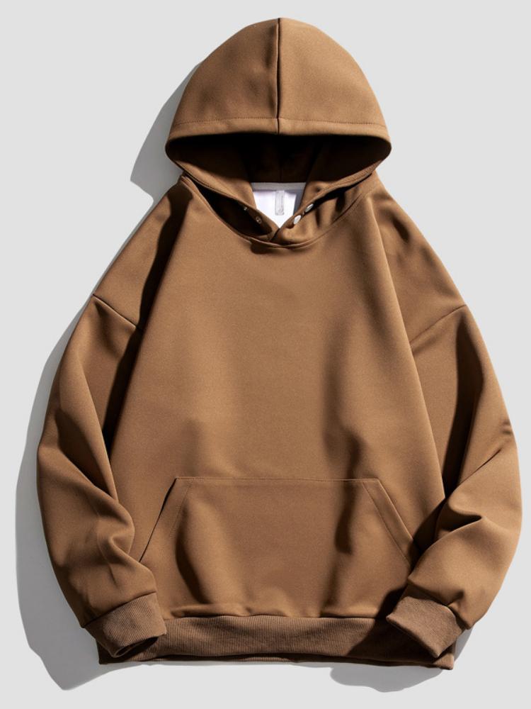 Men Fashion Tops Hooded Sweaters Spring and Autumn Men Long-sleeved Loose Hoodies Fashion Men Solid Color Tops