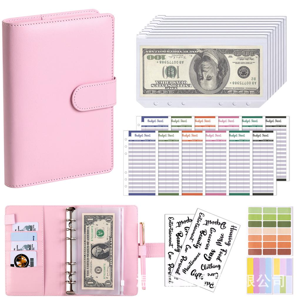 A6 Binder Case Cash Budget Book Macaron PU Leather Notebook Handbook