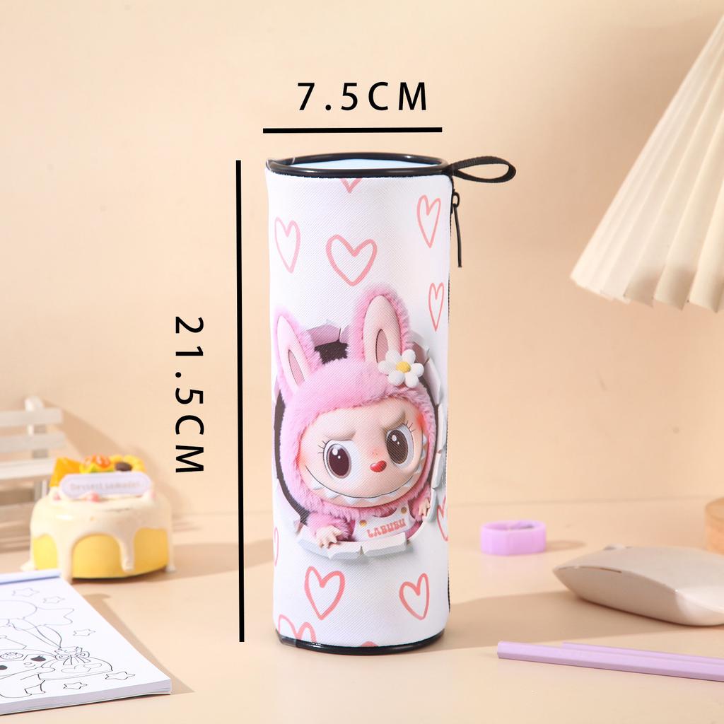 Cute Cartoon Little Monster Cylinder Stationery Case Pencil Case Large Capacity Student School Supplies Stationery Storage