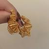 Trend Irregular C-Shaped Stud Earrings for Women Unique Metal Line Twisted Drop Earrings Simple Vintage Jewelry Accessories Gift