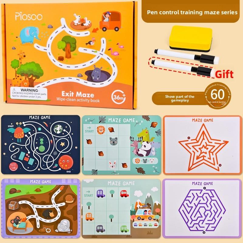 Wooden Control Pen Toy For Toddler Brain Development With Reusable Drawing Features