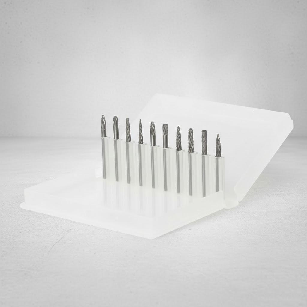 

STONEGO 10/20Pcs Solid Carbide Burr Set 3mm Shank Heat-Treated Rotary Tool Accessories for Wood Metal Engraving