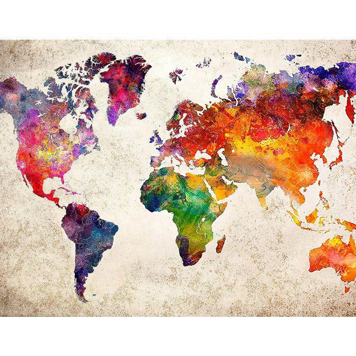 Peinture au numéro Planisphère 40 x 50 cm