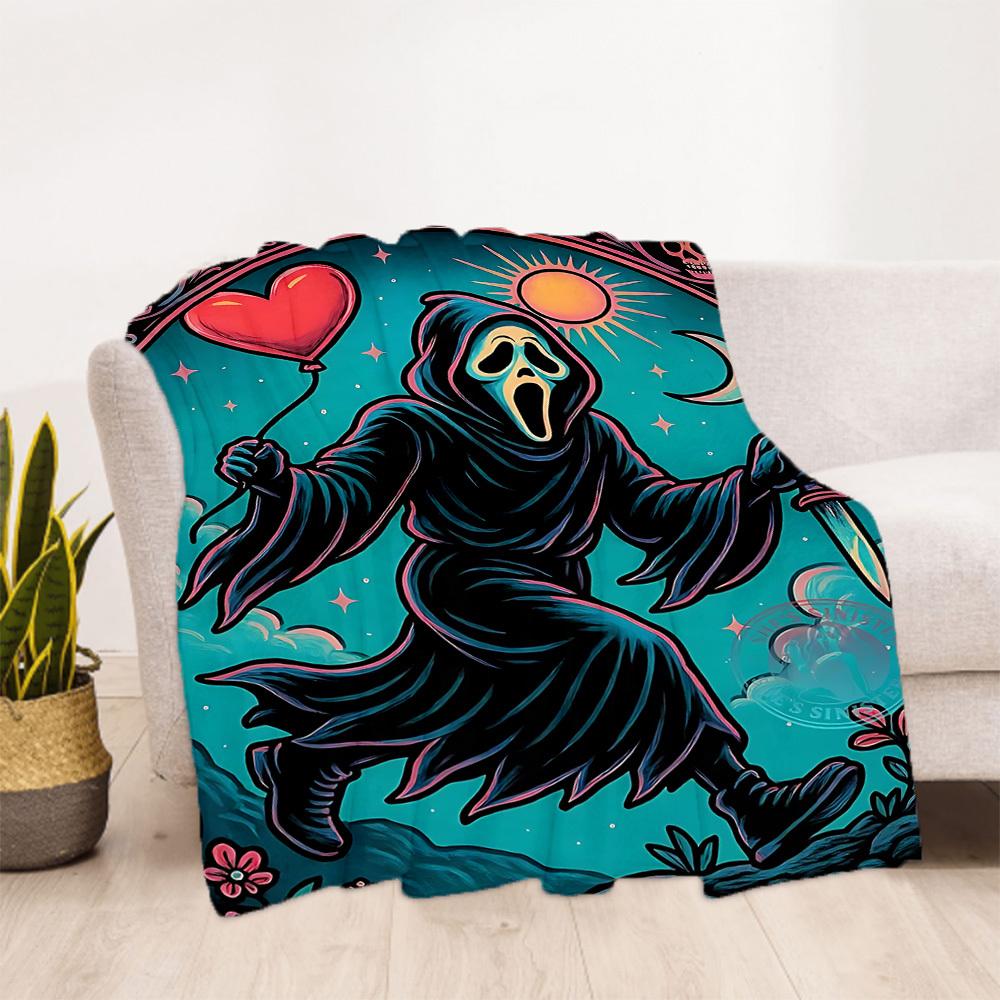 1pc Scream Outdoor Blanket Lightweight Flannel, Soft & Warm, All Season Use for Sofa, Outdoor, Camping, Living Room, Office, Chair