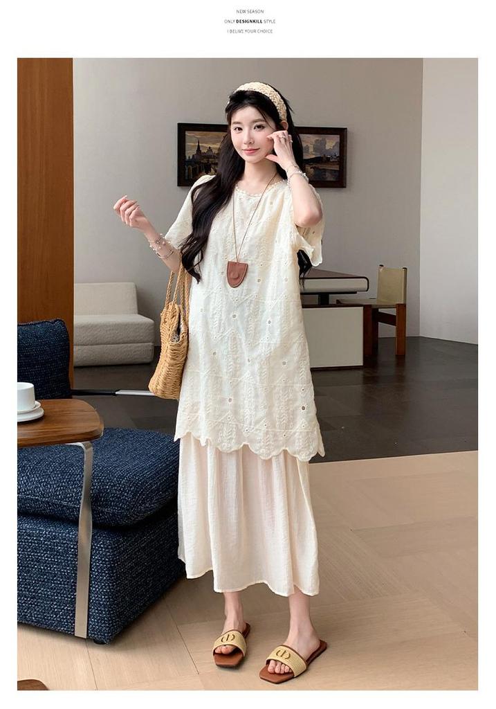 Spring/Summer 2026 Korean Plus Size Patchwork Maternity Dress