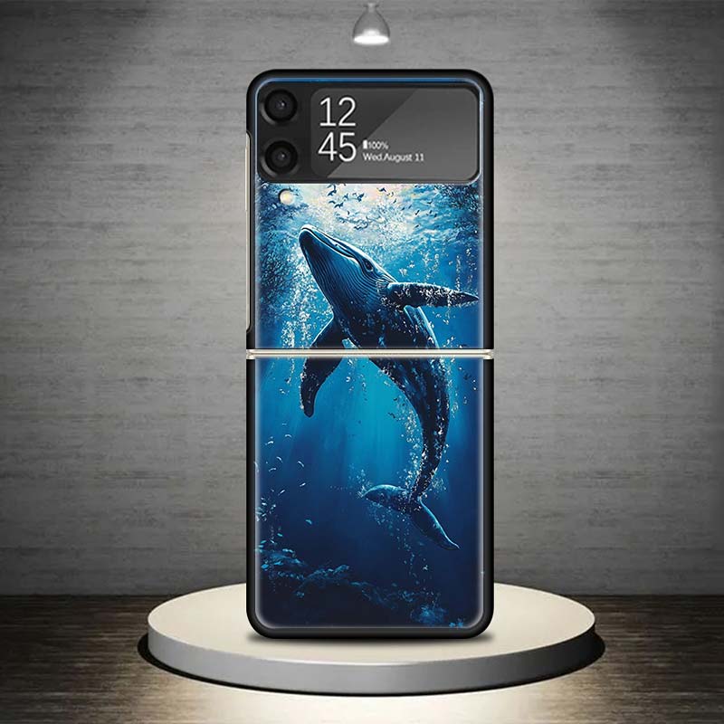 Humpback Whale Sea Giant Phone Case For Samsung Galaxy Z Flip 7 6 5 4 3 5G Shockproof Cover Z Flip7 Flip6 ZFlip5 Flip3 Flip4 Lux