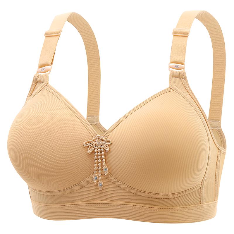 European/American Plus Size Wire-Free Push-Up Bra with Back Closure - Anti-Sagging, Side Support, and Comfortable Fit