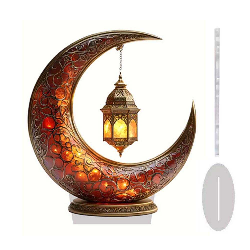

Ramadan Mosque Pattern Decoration with Base Table Ornament, 2D Flat Effect Acrylic Ramadan Mubarak Centerpiece Decoration
