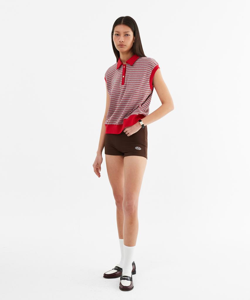 Minasu Color Combination Stripe Sleeveless_Red