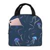 Jellyfish In The Ocean Pink Blue Insulated Lunch Bag for Kids School Cooler Thermal Food Box Tote Portable Lunch Boxes Container