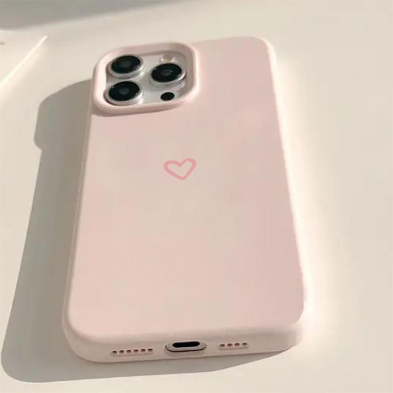 Pink Minimalist Heart-shaped Phone Case For 17 Pro Max 17 Air 16 Plus 17 16 15 14 13 12 11 Cartoon-style Aesthetic Cover