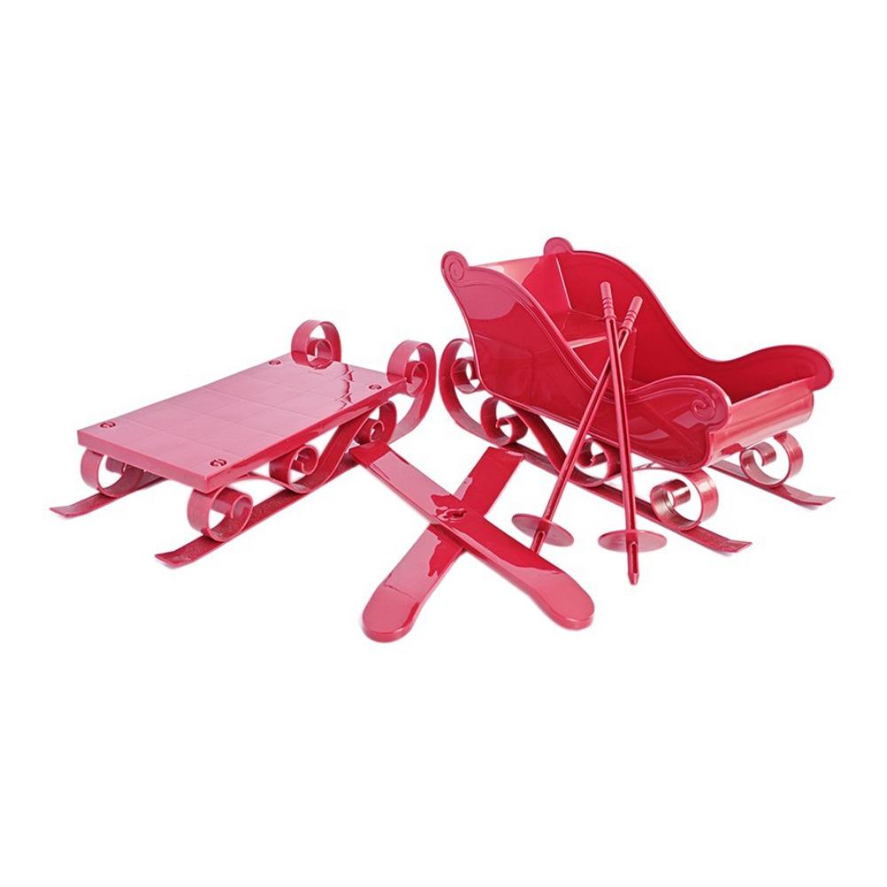 4pcs/set Removable Xmas Santa Sleigh Statue Plastic Christmas Scooter Ornament  Fairy Garden