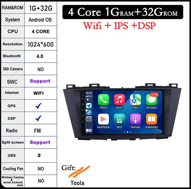 

9 QLED экран Android 14 для Mazda 5 3 CW 2010 - 2015 Автомобильный Радио Мультимедиа Видео Плеер Навигация GPS Android Carplay стерео