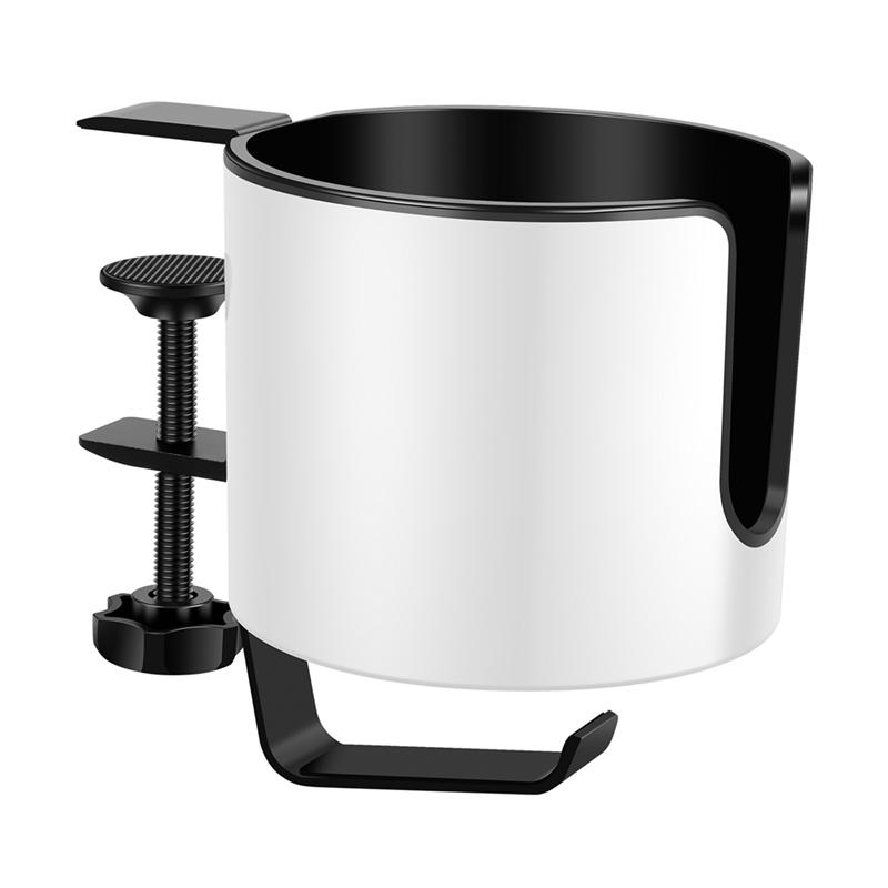 AD23-Desk Cup Holder Table Universal Adjustable Pgraded Arm Clamp Nonslip Storage Rack Clip On Coffee Bottles With Hook