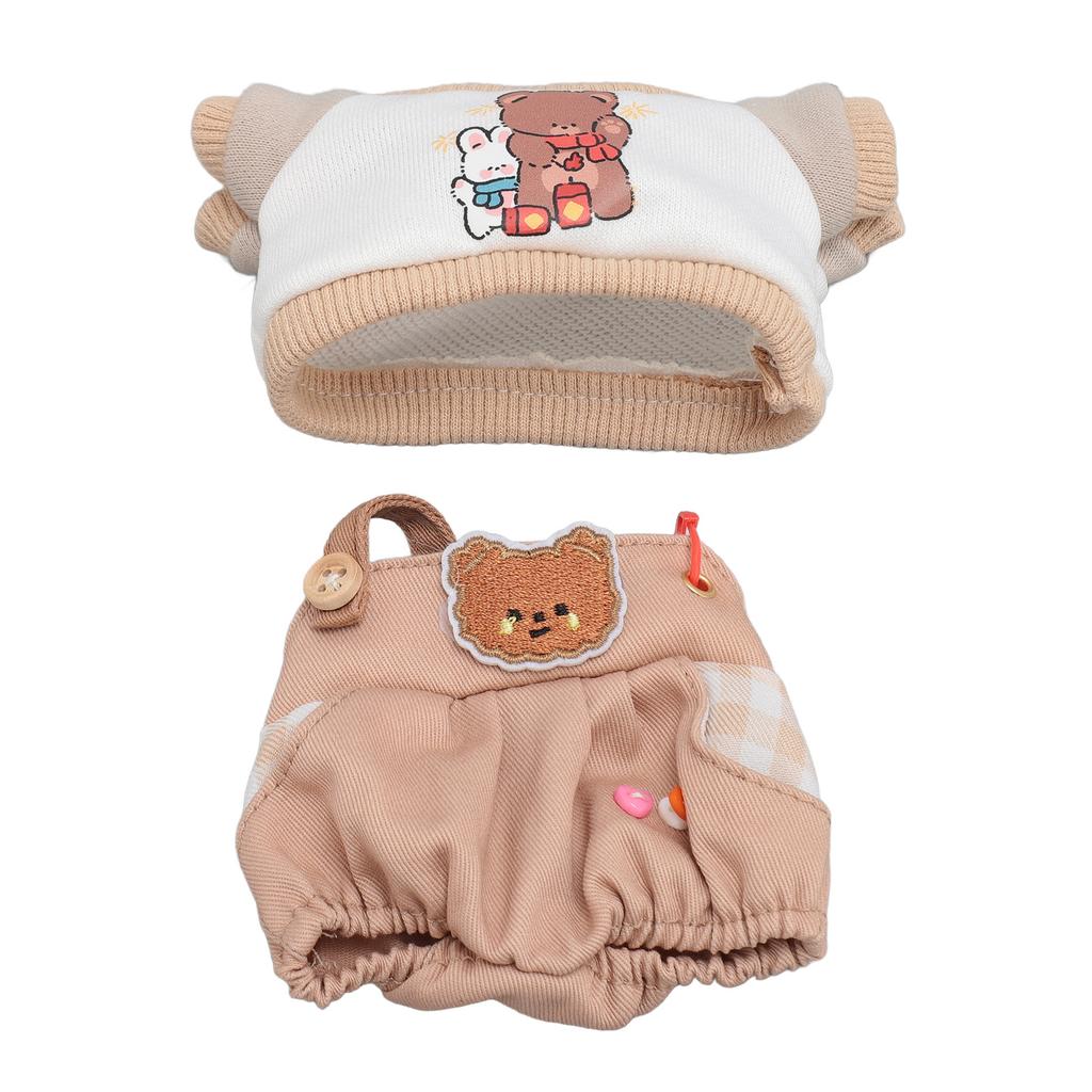 Plush Doll Clothes Cute Cotton T Shirt Overalls Stuffed Doll   Toy Clothing for 8in Dolls Dress Up