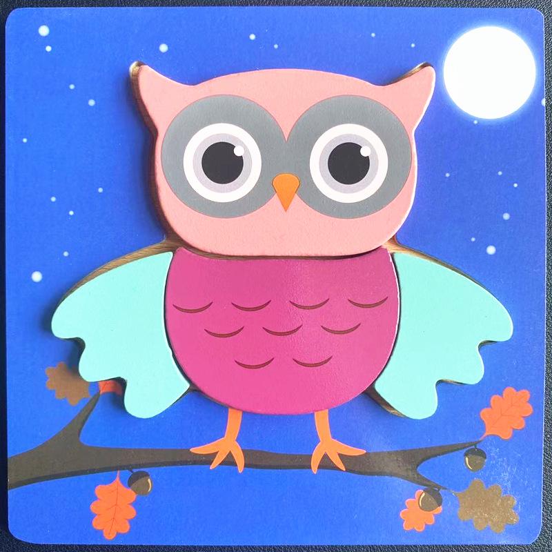 Children's 3D Wooden Animal Puzzle Board - Educational Toy for Early Learning