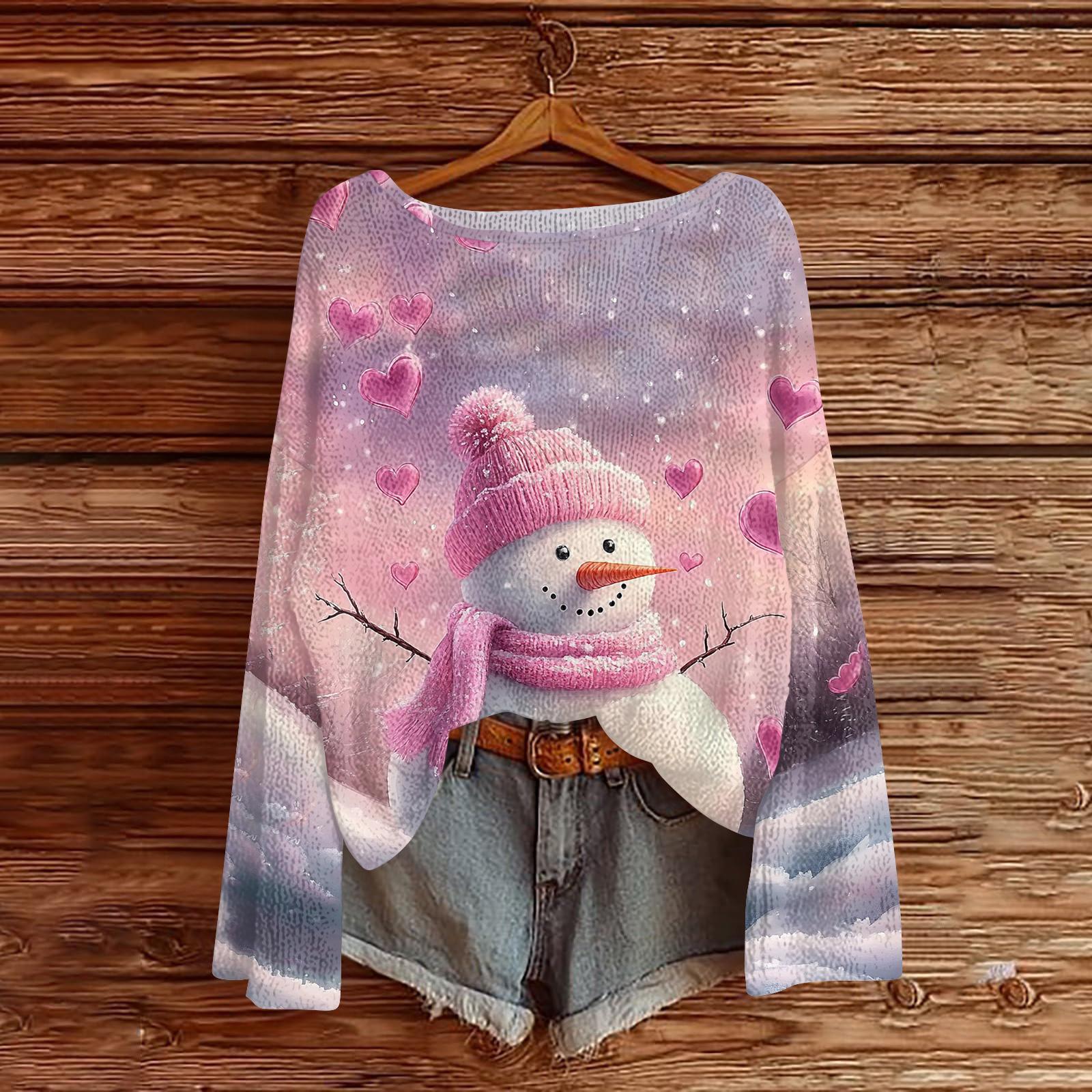 

Женский модный свитер с рождественским принтом, легкий, повседневный трикотажный пуловер с длинным рукавом L