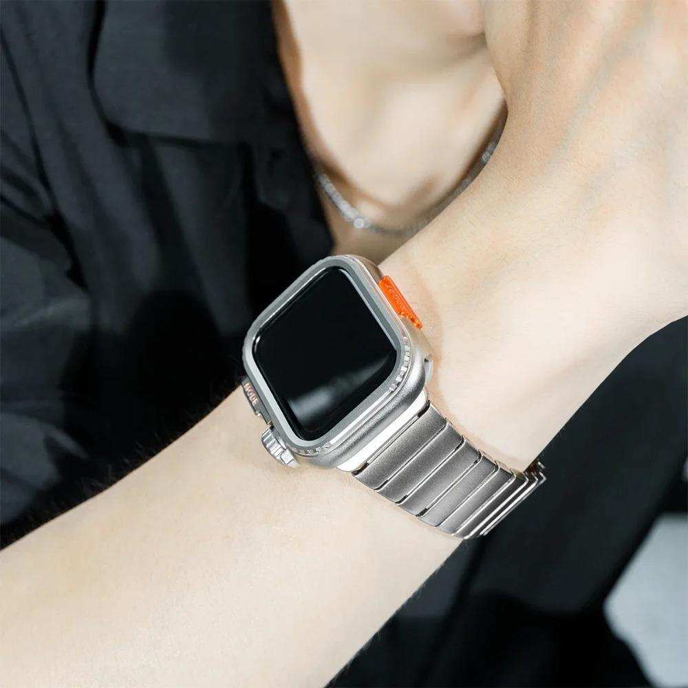 Custodia Metallica+Cinturino in Acciaio Inossidabile per Apple Watch Band Ultra 3 2 49mm 11 10 46mm Guscio Protettivo Upgrade Iwatch 9 8 7 SE 45mm 44