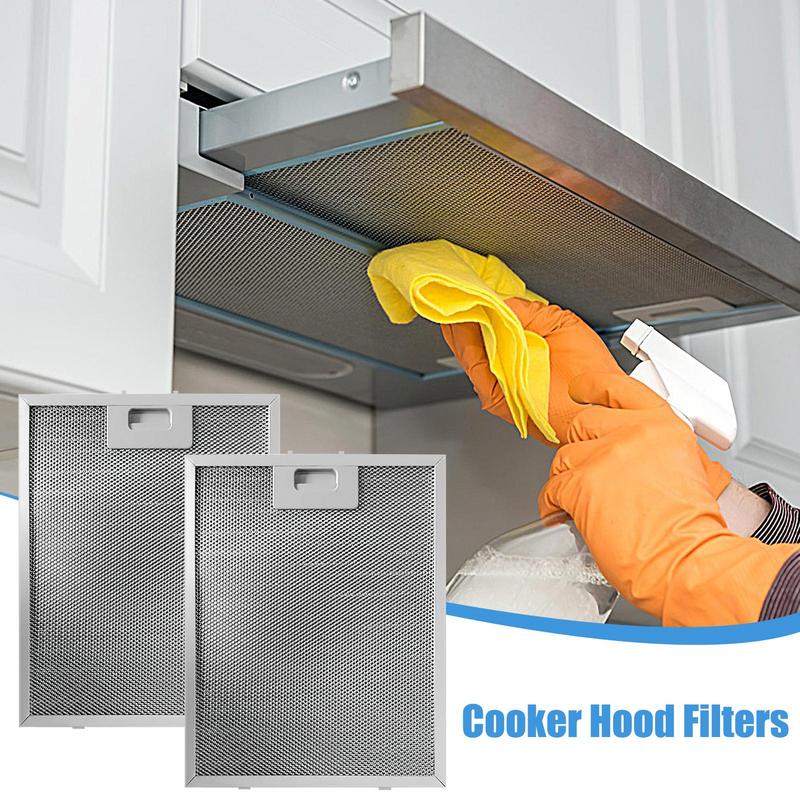 2Pcs aluminum Cooker Hood Filters Metal Mesh Extractor Vent Filter Kitchen Tools for Home Kitchen Restaurant Exhaust System