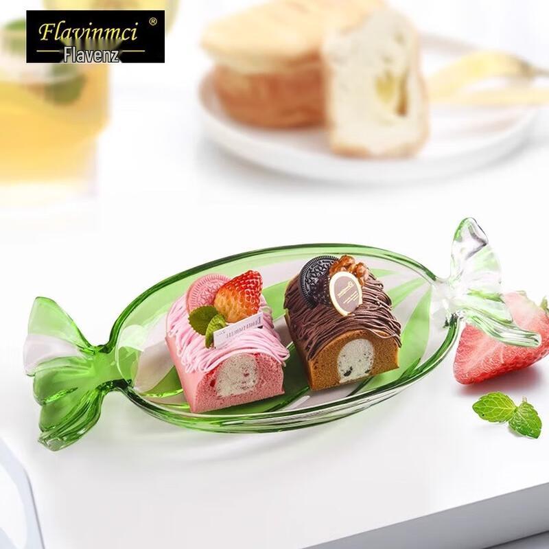 Flevincy European Style Crystal Glass Fruit and Snack Plate