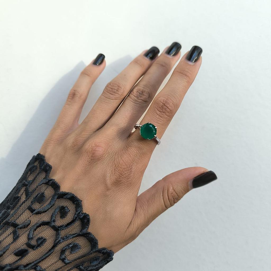 Bague en argent avec agate naturelle 3,664 ct, poids de l'article 3,55 g (2189732)