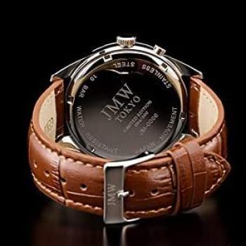 Armbanduhr, erweiterte Mondphase, Echtlederarmband, römische Ziffern, Index, 100 m wasserdicht, Tachymeter, Geschenk bis 300 Stück, Tagesgeschenk [JMW TOKYO]