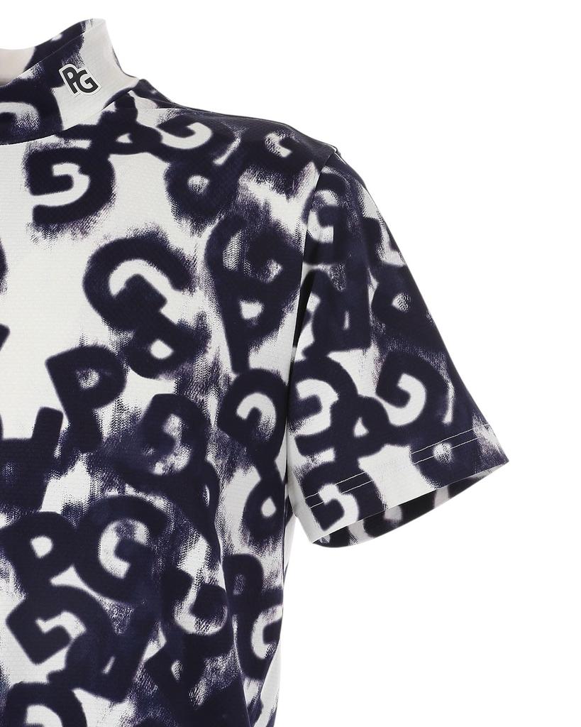 PEARLY GATES Short Sleeve High Neck Shirt PG Logo Denim Golf Size 4 Men's (Stretch, Pattern) / / 053-5167403 121_Navy, [M]