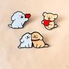 Line Art Dog Metal Brooch - Cute Animal Accessory for Bags & Clothes
