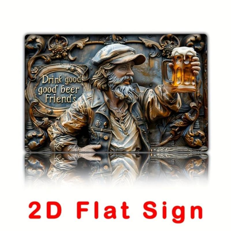 Vintage Beer Metal Sign, New Year Pub Decor Plaque