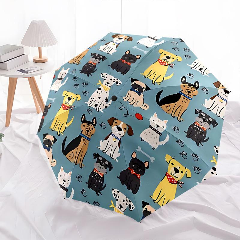 1pc Dog Paw Print Umbrella with 8 Iron Ribs and a Plastic Handle, Automatic Opening and Closing, and Daily Use.1098