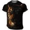 Animal Men'S T-Shirt 3d Tiger Print Fierce Beast Men Clothing Summer Casual Short Sleeved Street Cool Tops Tee Oversized T Shirt