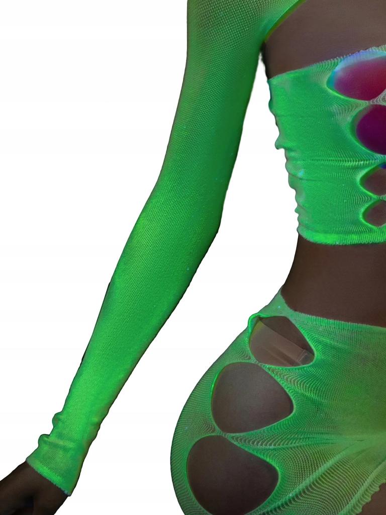 Bodystocking Glowing In The Dark Mesh Lingerie Set Attractive Ladies
