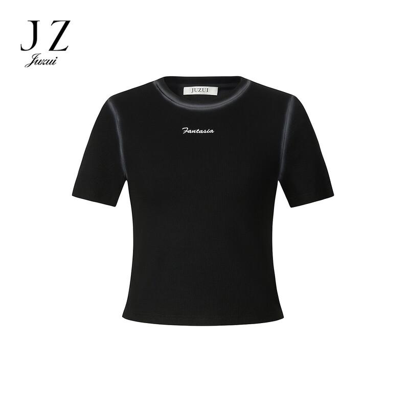 JUZUI Women s Cool Street Style Round Neck Short Sleeve T-shirt M