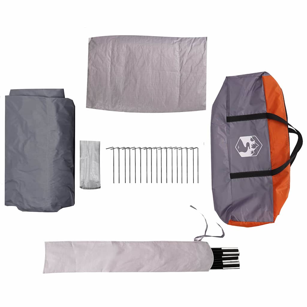 5 Person Family Tent Gray and Orange 333 x 317 x 194 cm