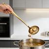 Stainless Steel Soup Ladle with Long Handle And Strainer 2-in-1 Kitchen Spoon for Serving And Filtering Easy To Store Hanging Hole Cooking Tools