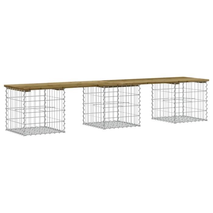 VidaXL Design Gabion Garden Bench 203x44x42 Cm Impregnated Pine Wood 834343