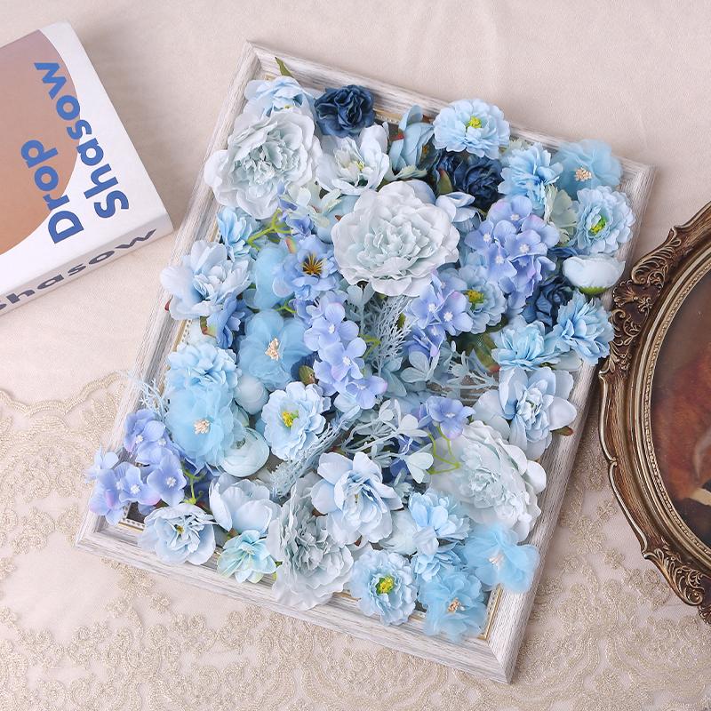 1bag Vintage Silk Rose Artificial Flowers for Home Room Wedding Decoration DIY Hair Accessory Corsage Craft Kit Fake Flowers