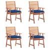 Outdoor Dining Chairs Set of 4 and Cushions Solid Acacia