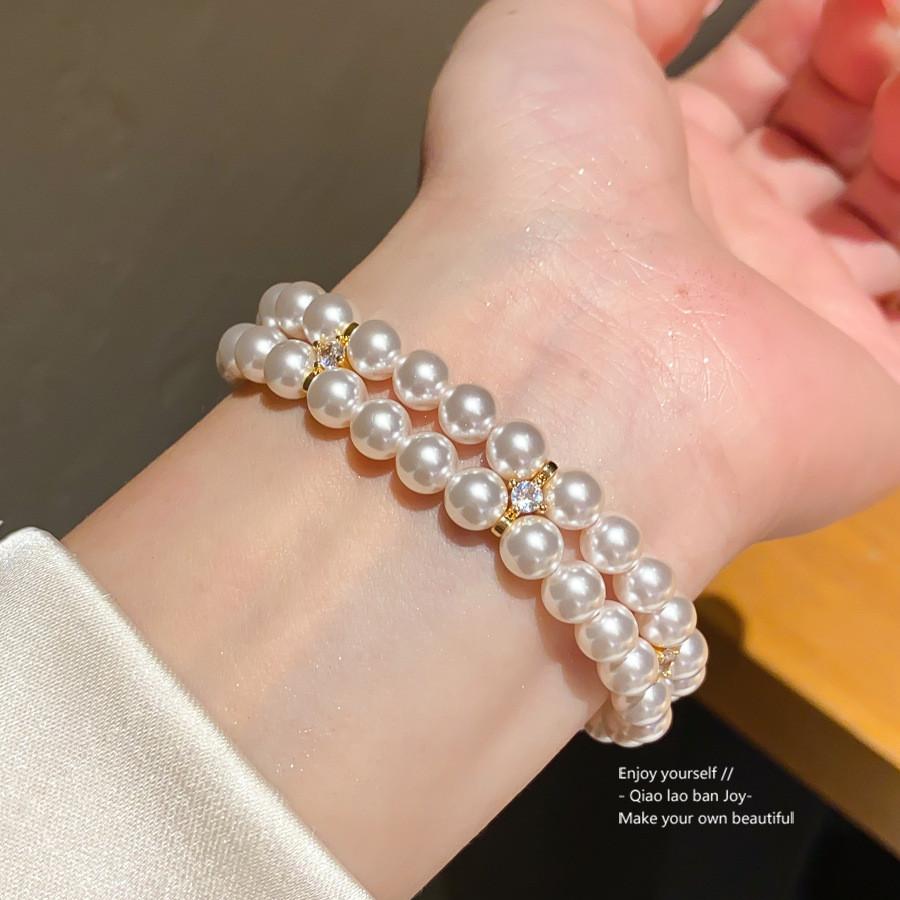 Modern Minimalist Geometric Jewelry Bracelet With Zircon Pearl And Rhinestone For Womens Fashion Accessory