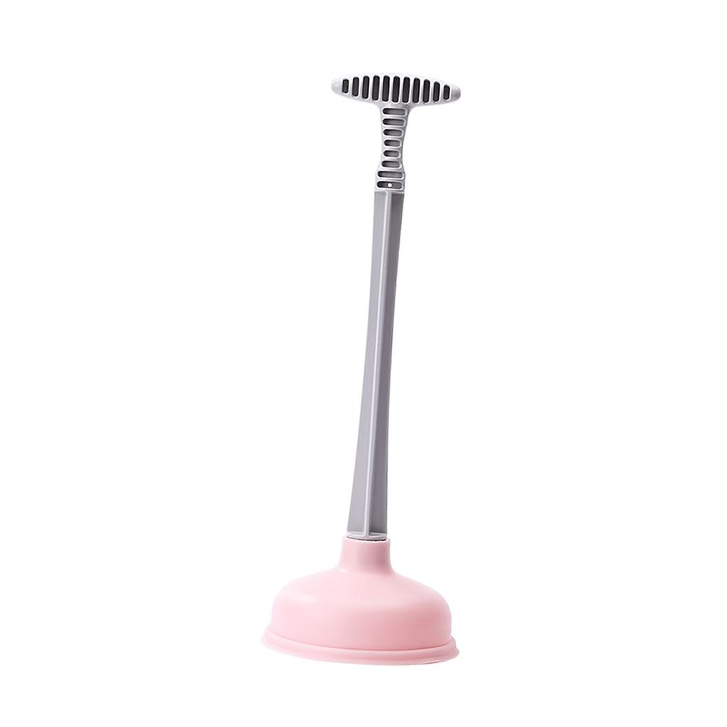 Toilet Plunger Rubber Plastic Strong Suction Efficient Toilet Drain Plunger for Bathroom Pink