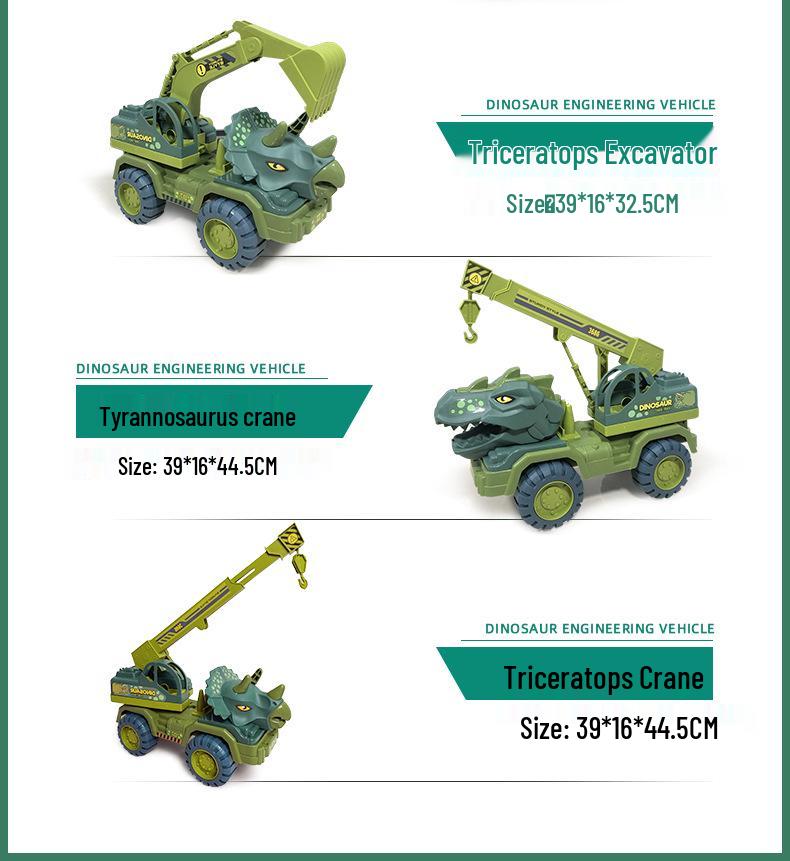 Children's Large Inertial Toy Excavator & Dinosaur Transporter